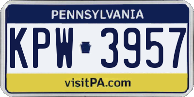 PA license plate KPW3957