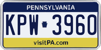 PA license plate KPW3960