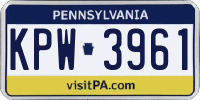 PA license plate KPW3961