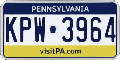 PA license plate KPW3964