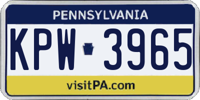 PA license plate KPW3965