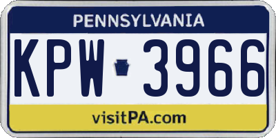 PA license plate KPW3966