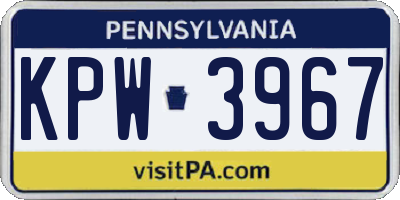 PA license plate KPW3967