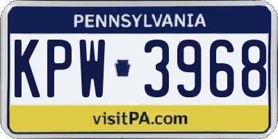 PA license plate KPW3968