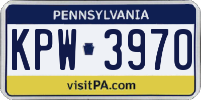 PA license plate KPW3970