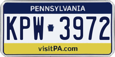 PA license plate KPW3972