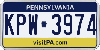 PA license plate KPW3974
