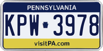 PA license plate KPW3978