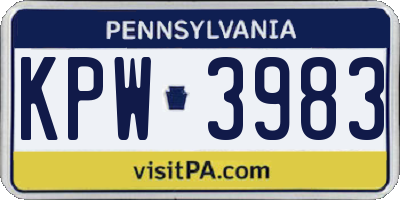 PA license plate KPW3983