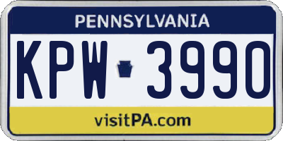 PA license plate KPW3990