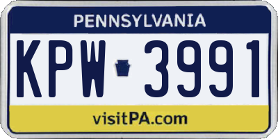 PA license plate KPW3991