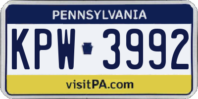PA license plate KPW3992