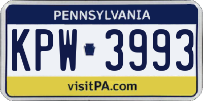 PA license plate KPW3993