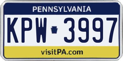 PA license plate KPW3997