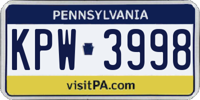 PA license plate KPW3998