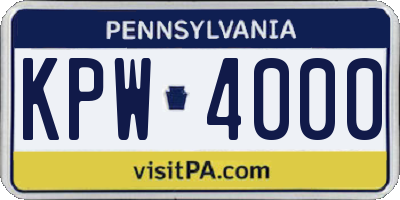 PA license plate KPW4000