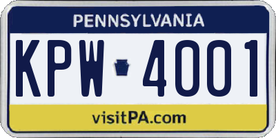 PA license plate KPW4001