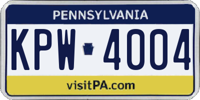 PA license plate KPW4004