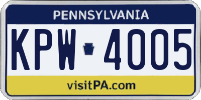 PA license plate KPW4005