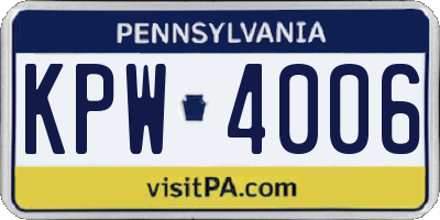 PA license plate KPW4006