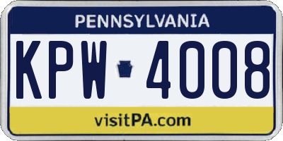 PA license plate KPW4008