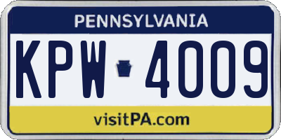 PA license plate KPW4009