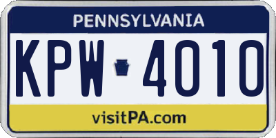 PA license plate KPW4010
