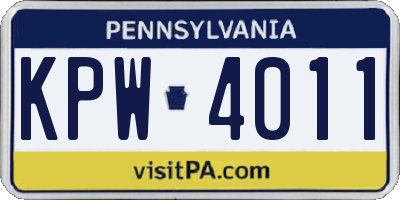 PA license plate KPW4011