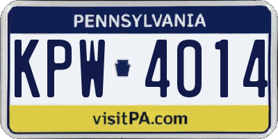 PA license plate KPW4014