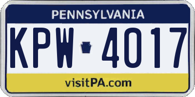 PA license plate KPW4017