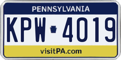 PA license plate KPW4019