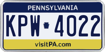 PA license plate KPW4022