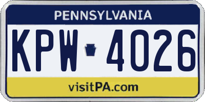 PA license plate KPW4026