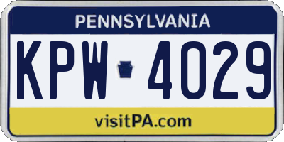 PA license plate KPW4029