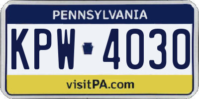 PA license plate KPW4030