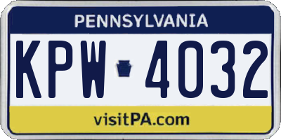 PA license plate KPW4032