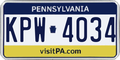 PA license plate KPW4034