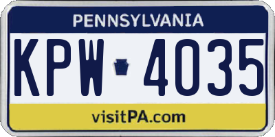 PA license plate KPW4035