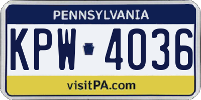 PA license plate KPW4036