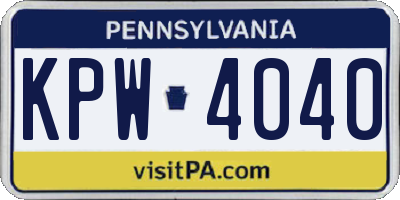 PA license plate KPW4040