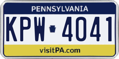 PA license plate KPW4041