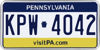 PA license plate KPW4042
