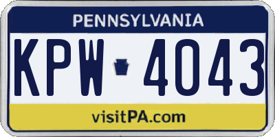 PA license plate KPW4043