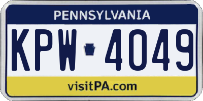 PA license plate KPW4049