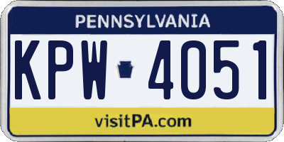 PA license plate KPW4051