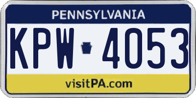 PA license plate KPW4053