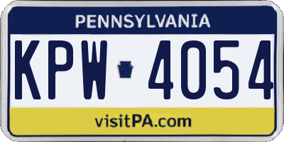 PA license plate KPW4054