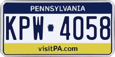 PA license plate KPW4058