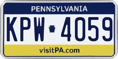 PA license plate KPW4059