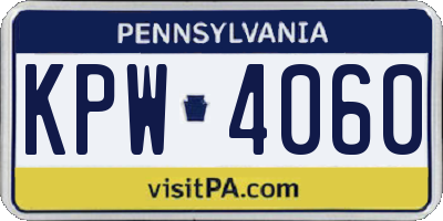 PA license plate KPW4060